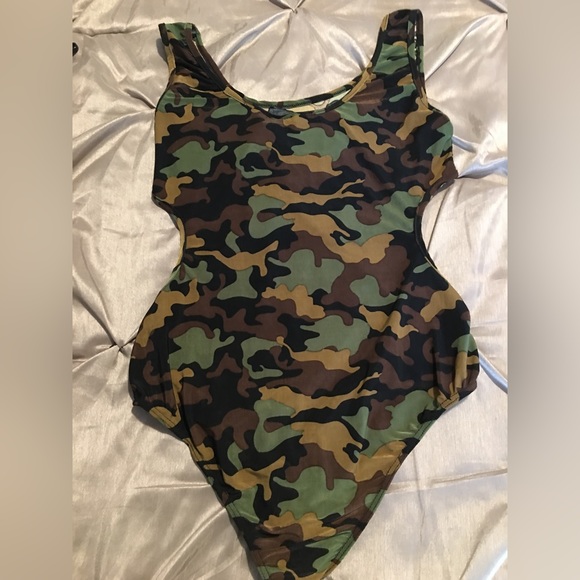 Women camouflage bodysuit. Open on the sides and cuts in the front. - Picture 2 of 2